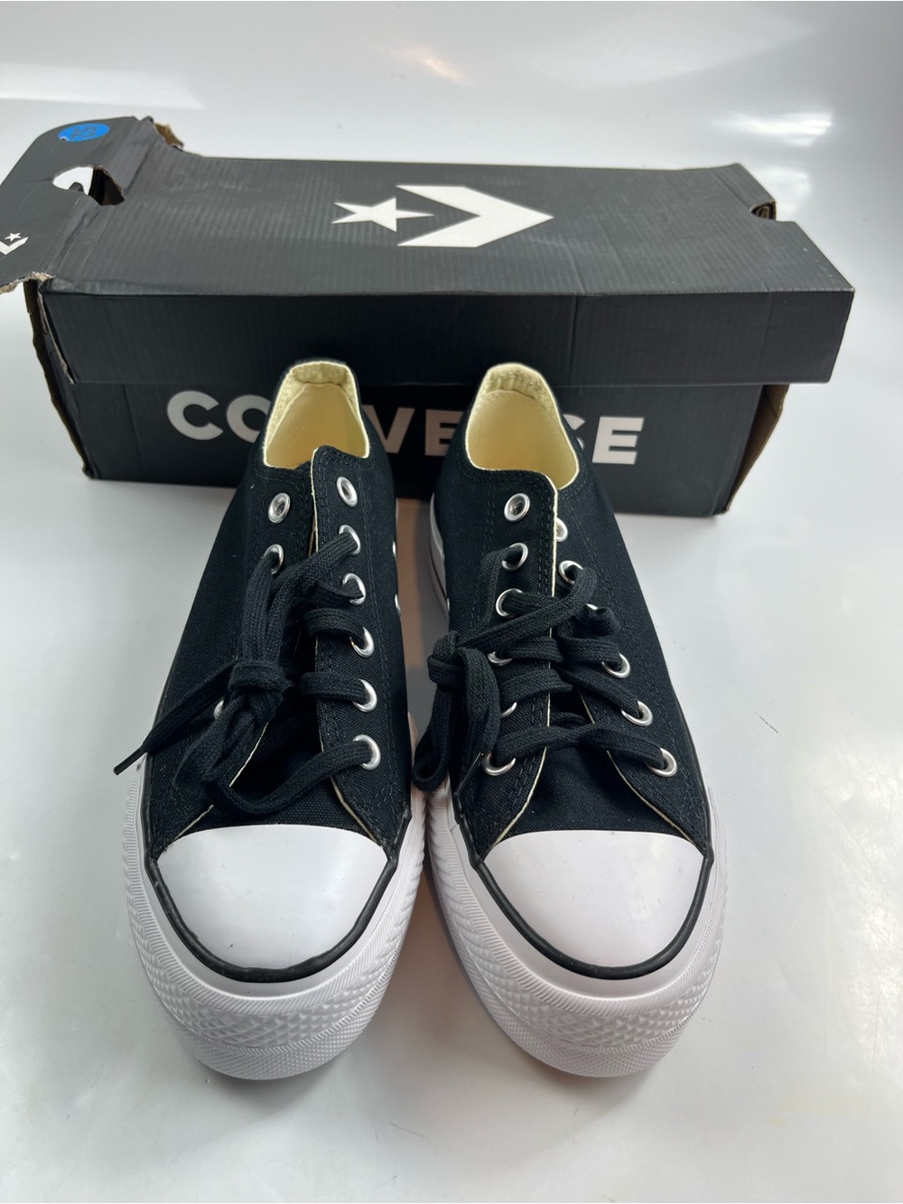 Converse Chuck Taylor All Star Lift OX Platform Black White Women Shoes 7.5